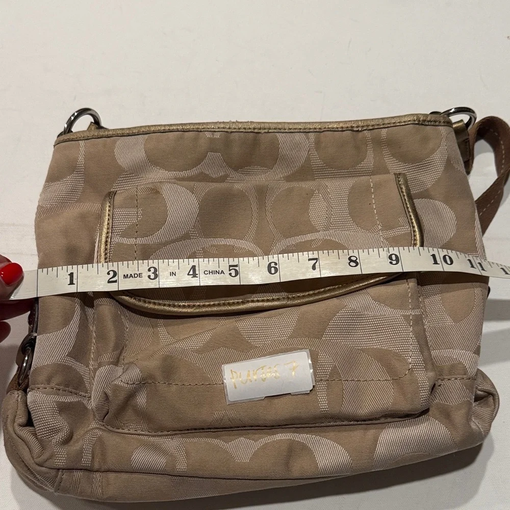 Coach Beige Crossbody Bag with Gold Accents